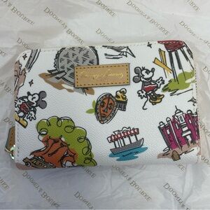 Dooney & Bourke Walt Disney Parks Sketch Zip Wallet Mickey Mouse Castle  - New